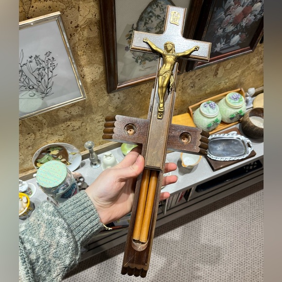 Antique cross candle holder - Picture 2 of 2